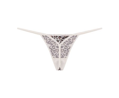 Calcinha String Fio Dental Em Tule - Estampa Oncinha Off White | Westwing