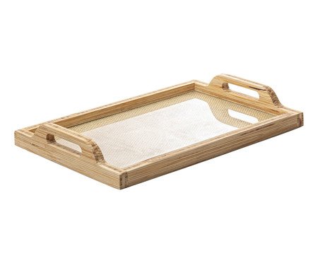 Bandeja de Madeira e Vidro Woodart Ll