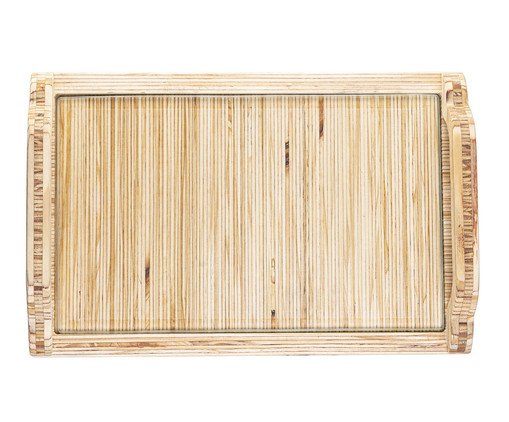 Bandeja de Madeira e Vidro Woodart, Bege | WestwingNow