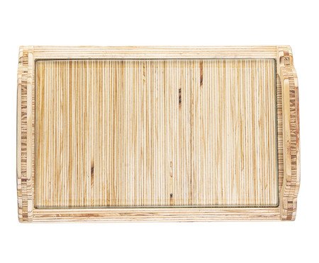 Bandeja de Madeira e Vidro Woodart