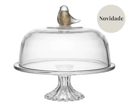 Prato para Bolo com Pé Bird Dourado | Westwing