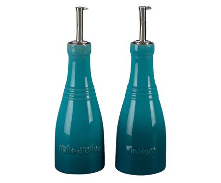 Jogo de Azeiteiro e Vinagreiro Azul Caribe - 240ml | Westwing