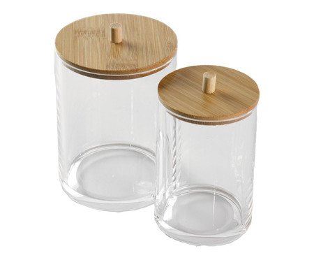 Pote Organizador Duplo com Tampa em Bambu Aspire | Westwing