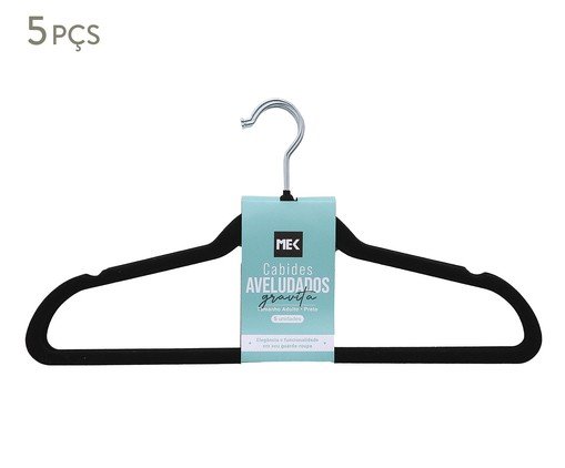 Jogo de Cabides Aveludados Preto Adulto Gravita, Preto | WestwingNow