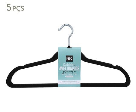 Jogo de Cabides Aveludados Preto Adulto Gravita | Westwing