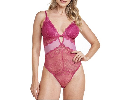 Corselet Renda Meia Taça, Rosa | WestwingNow