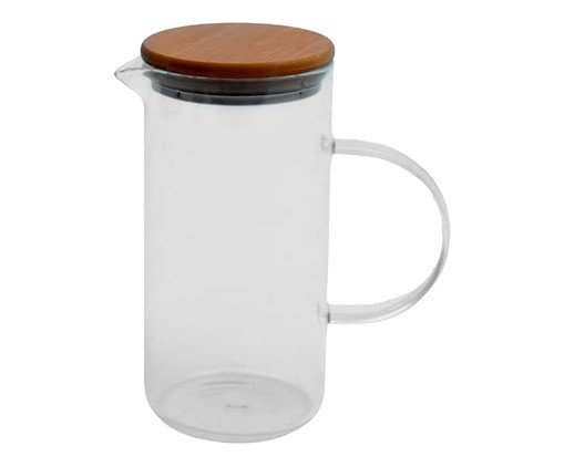 Jarra de Vidro com Tampa de Bambu Oikos Natural, Transparente | WestwingNow