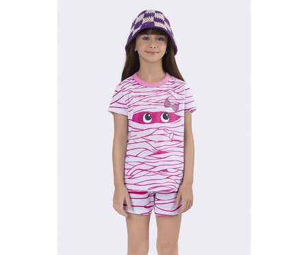 Pijama Manga Curta Infantil Feminino Múmia Brilha No Escuro | Westwing