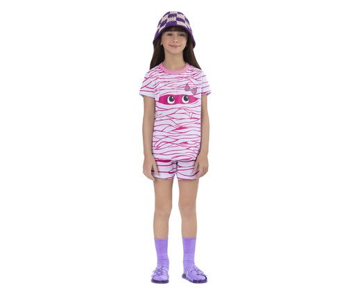 Pijama Manga Curta Infantil Feminino Múmia Brilha No Escuro, Colorido | WestwingNow