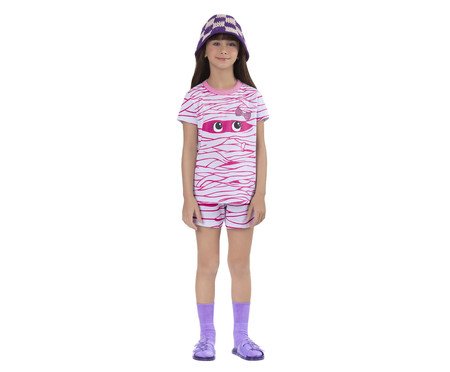 Pijama Manga Curta Infantil Feminino Múmia Brilha No Escuro | Westwing