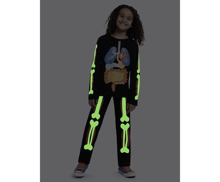 Pijama Manga Longa Infantil Corpo Humano Brilha No Escuro | Westwing