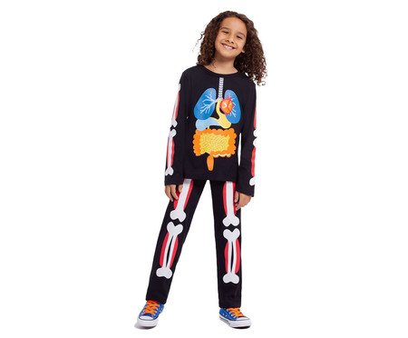Pijama Manga Longa Infantil Corpo Humano Brilha No Escuro | Westwing