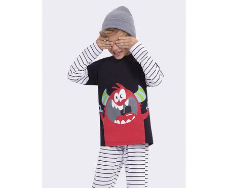 Pijama Manga Longa Infantil Meu Monstro Favorito Brilha No Escuro | Westwing