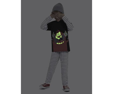 Pijama Manga Longa Infantil Meu Monstro Favorito Brilha No Escuro | Westwing