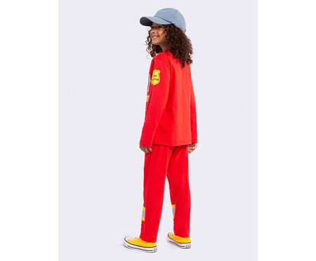 Pijama Manga Longa Infantil Bombeiro e Necessaire com Canetinha Acrilex e Saquinho de Malha | Westwing