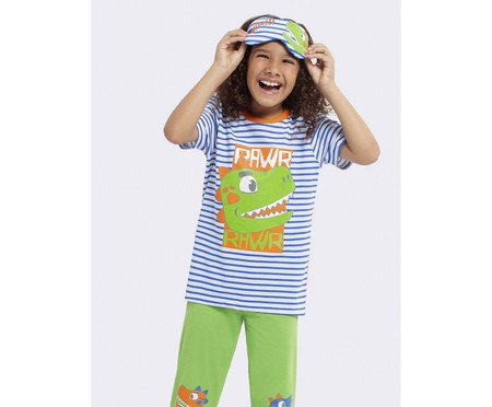 Pijama Manga Curta Infantil com Calça My Dino | Westwing