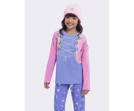 Pijama Manga Longa Infantil Borboletas | Westwing