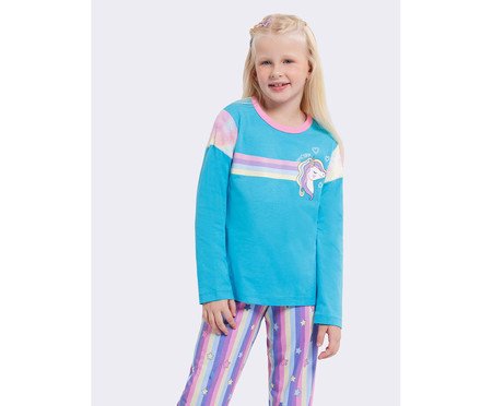 Pijama Manga Longa Infantil Unicórnio | Westwing