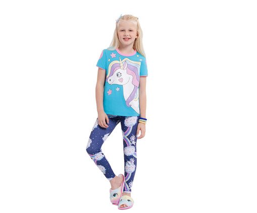 Pijama Manga Curta Infantil com Legging Unicórnio, Colorido | WestwingNow