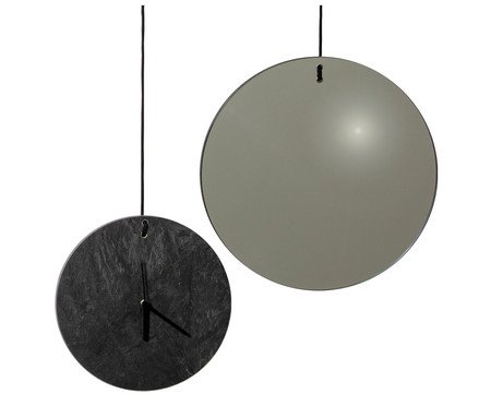 Conjunto Estrelas Relógio Marmo e Espelho Coleção Astral