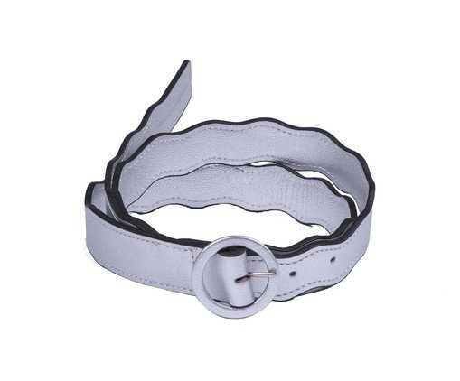 Cinto de Couro Wavy Prata, silver or metallic | WestwingNow