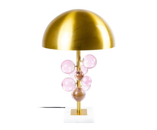 Abajur Esfera Rosa Claro e Dourado, multicolor | WestwingNow