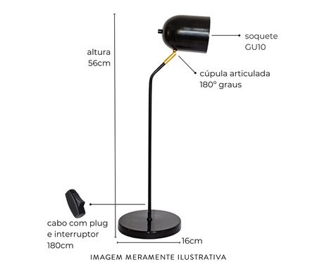 Luminária de Mesa Ralph Preta | Westwing