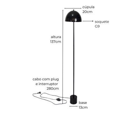 Luminária de Piso Komaco Slim Preta | Westwing