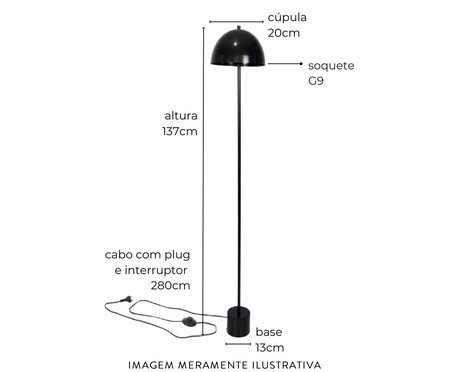 Luminária de Piso Komaco Slim Preta | Westwing