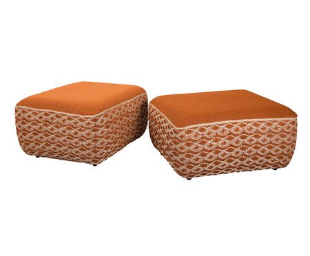 Puff Retangular India em Corda Nautica Terracota com Juta | Westwing