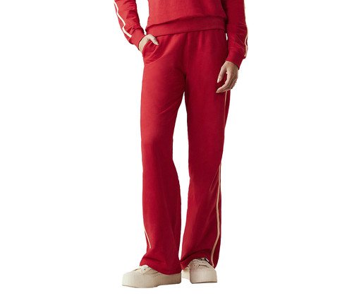Calça Reta Em Moletinho Vermelho Classic, red | WestwingNow