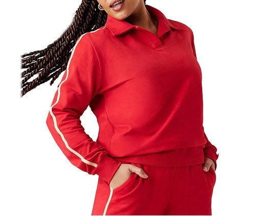 Blusa Em Moletinho Com Gola Polo Vermelho Classic, red | WestwingNow