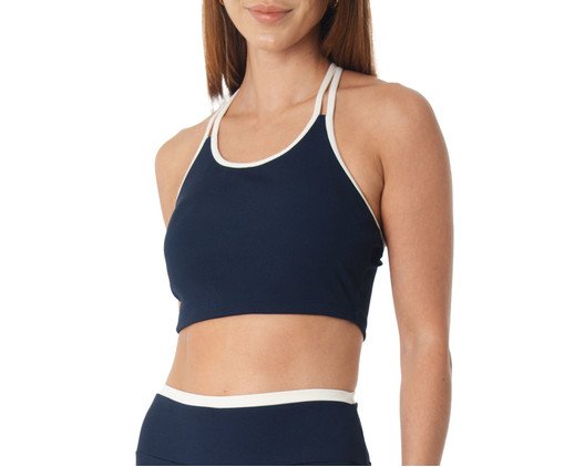 Top Cropped Canelado Bicolor Azul Marinho Dark e Off-White, blue | WestwingNow