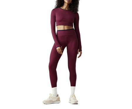 Calça Legging Canelada Bicolor Vinho Tech/Marinho