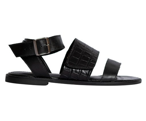 Sandália em Couro Los Angeles Croco Preto, Preto | WestwingNow