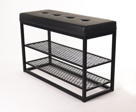 Sapateira Banco Sion Duo Estofado Preto e Preto | Westwing