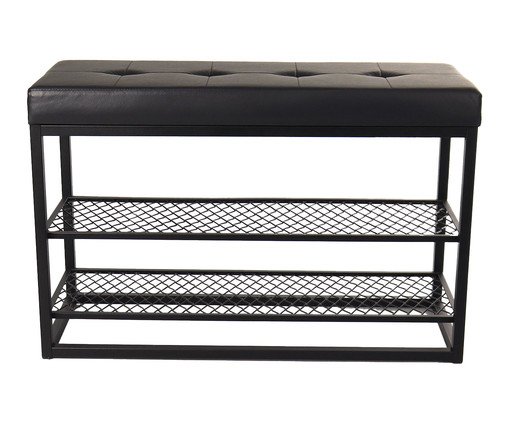 Sapateira Banco Sion Duo Estofado Preto e Preto, black | WestwingNow
