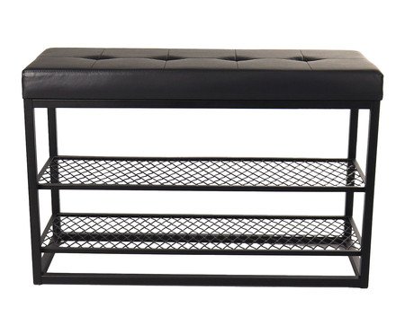 Sapateira Banco Sion Duo Estofado Preto e Preto | Westwing