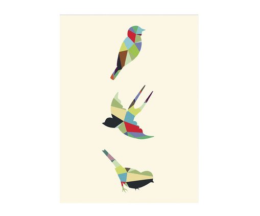 Pôster Animais Geométricos Pássaros, Colorido | WestwingNow