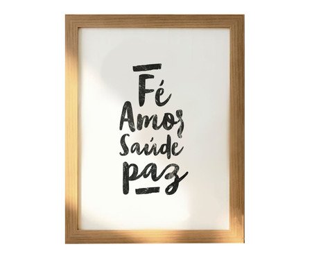 Poster Fé, Amor Saúde e Paz Branco