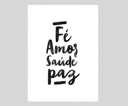 Pôster Fé, Amor Saúde e Paz Branco | Westwing