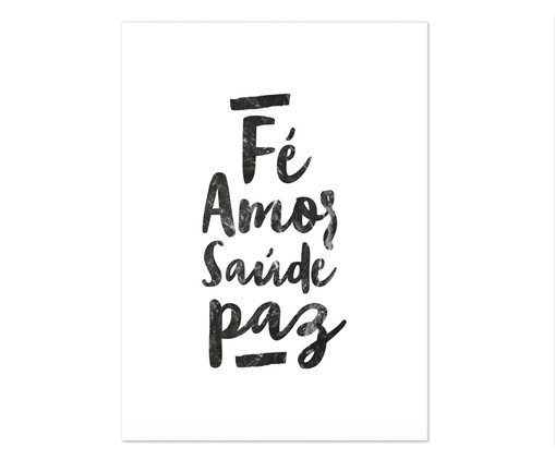 Pôster Fé, Amor Saúde e Paz Branco, Colorido | WestwingNow