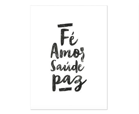 Pôster Fé, Amor Saúde e Paz Branco | Westwing