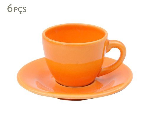 Jogo de Xícaras para Café com Pires Standard Laranja, Laranja | WestwingNow