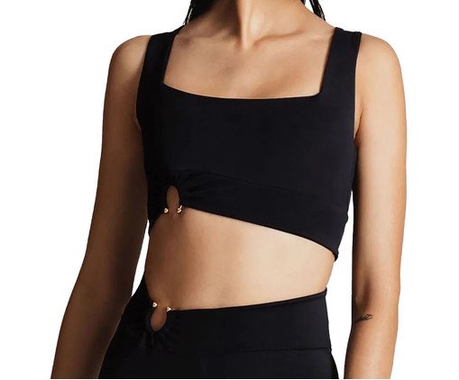 Top Decote Reto com Aviamento Piercing Preto, Preto | WestwingNow