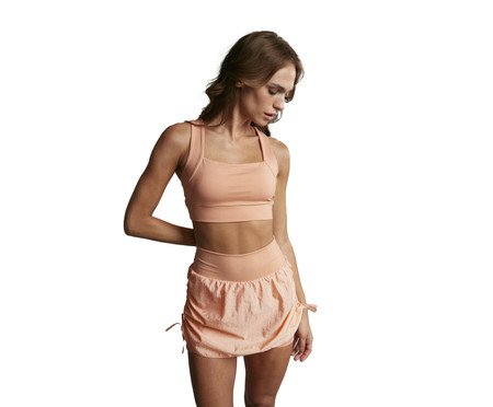 Saia Shorts Franzida Laranja Apricot Claro