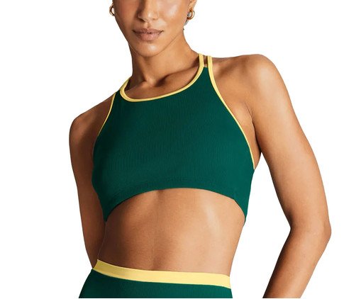 Top Cropped Canelado Bicolor Verde Malaquita e Amarelo, Verde | WestwingNow