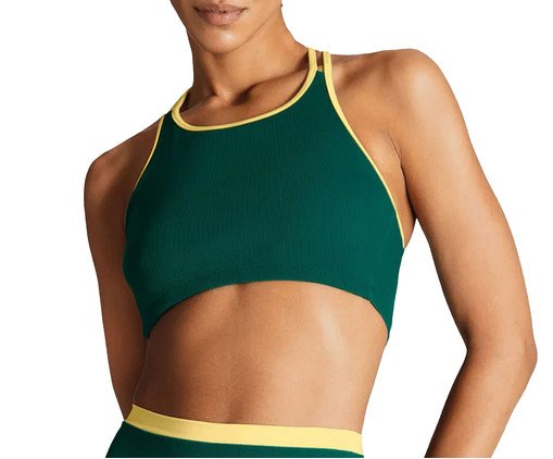 Top Cropped Canelado Bicolor Verde Malaquita e Amarelo, Verde | WestwingNow