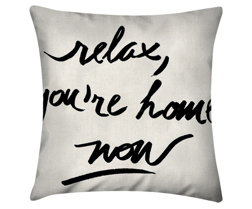 Capa de Almofada em Algodão Relax, You're Home Now- Branco e Preto, Branco | WestwingNow