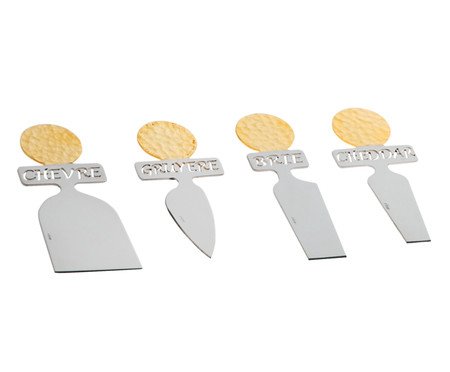 Jogo Facas para Queijo My Cheese Nocc com Detalhes em Ouro 2K